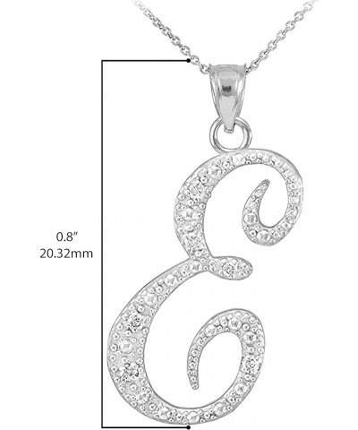 14K White Gold Diamond Accented Dangling Cursive Initial A-Z Charm 4/5" Pendant Necklace - Choice of Letter & Chain Length 20...