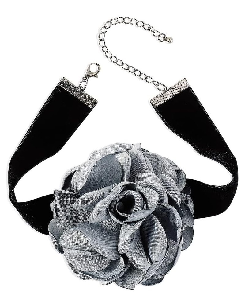 Vintage Rose Flower Choker Necklace for Women Girls Gothic Black Velvet Ribbon Camellia Blossom Charm Chain Adjustable Comfor...