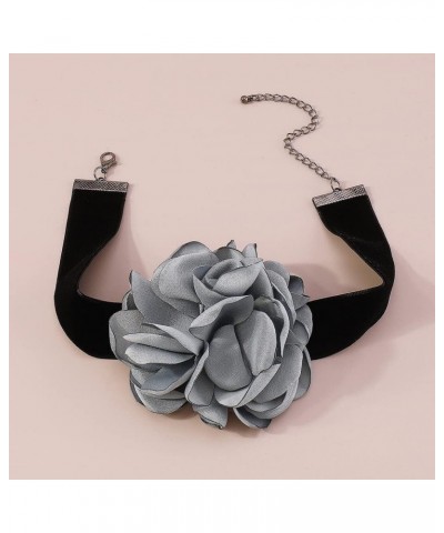 Vintage Rose Flower Choker Necklace for Women Girls Gothic Black Velvet Ribbon Camellia Blossom Charm Chain Adjustable Comfor...