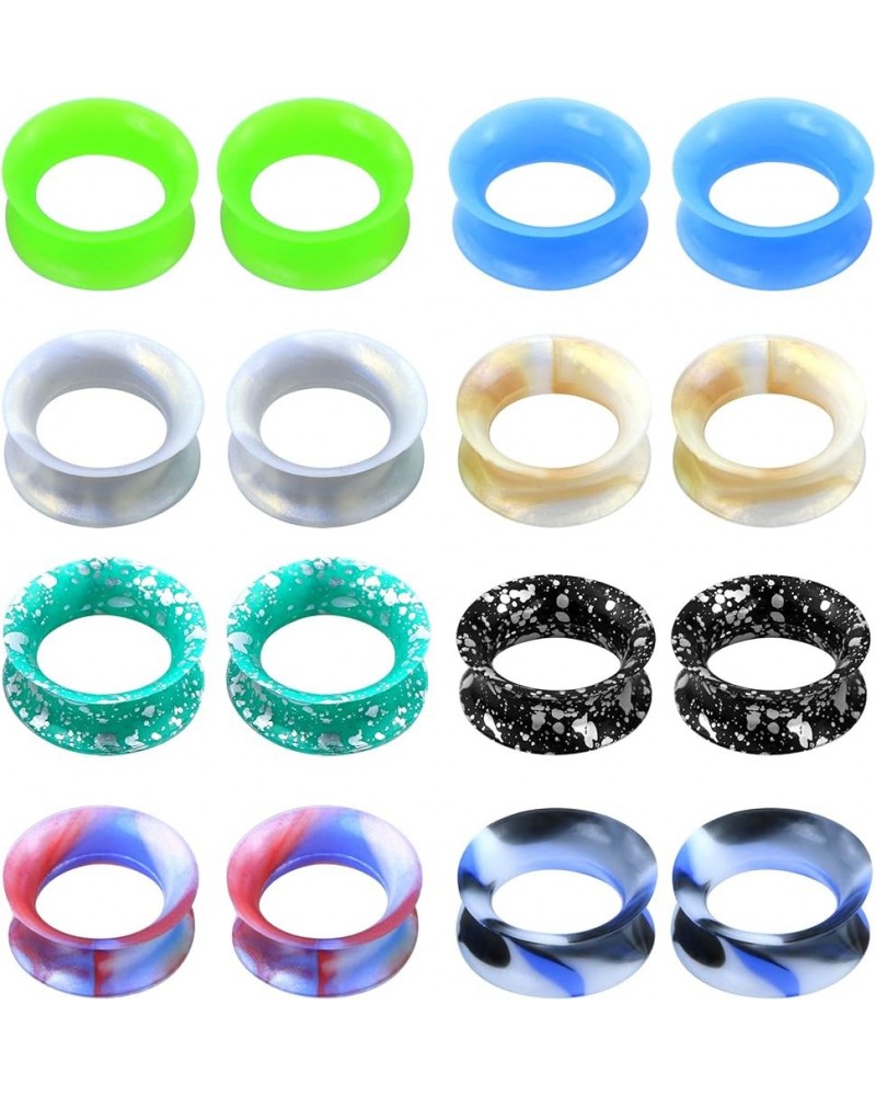 Silicone Gauges Flexible Tunnels 6g-1'' Ear Gauges Flesh Tunnels 16Pcs Ear Plugs Body Piercing Jewelry 1/2''(12.7mm) $8.95 Bo...