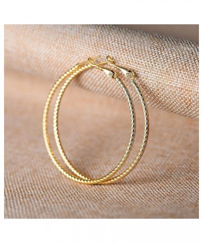 Big Hoop Earrings 14K Gold Plated 925 Sterling Silver Post Lightweight Gold Hoops for Women And Girl 50 Gold $11.20 Earrings