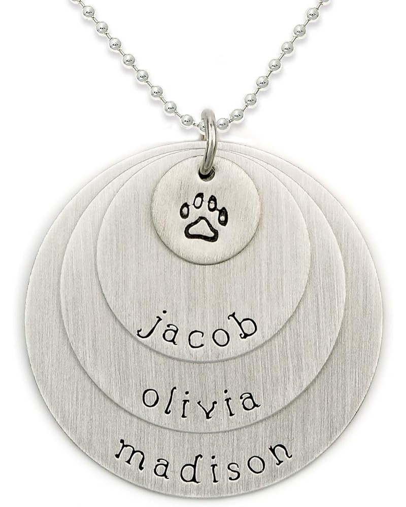 Pawprint Personalized Sterling Silver Name Necklace. Customize with Your Choice of Pet Names. Matted Finish. Includes Sterlin...