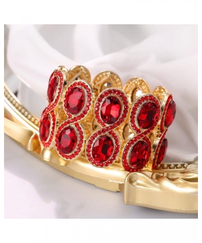 Women's Rhinestone Crystal Art Deco Wedding Brides Elastic Stretch Bracelet Red Gold-Tone $12.47 Bracelets