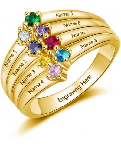 Personalized Name Ring with 8 CZ Birthstones for Women,925 Sterling Silver Custom 8 Names Family Rings Free Engraving Gifts f...