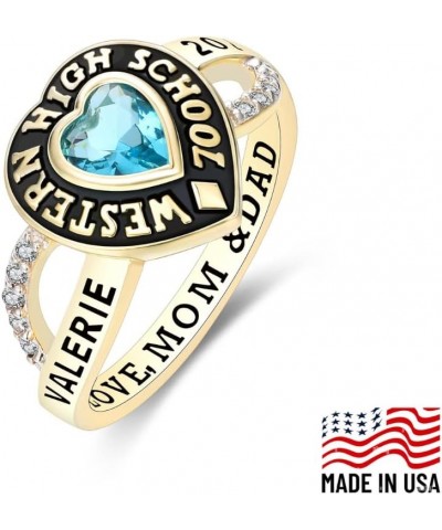 Authentic Class Ring for Women – HeartStone Collection – Genuine 925 Sterling Silver or 10KT Gold – Customized High School Co...