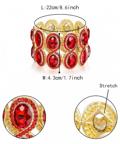 Women's Rhinestone Crystal Art Deco Wedding Brides Elastic Stretch Bracelet Red Gold-Tone $12.47 Bracelets