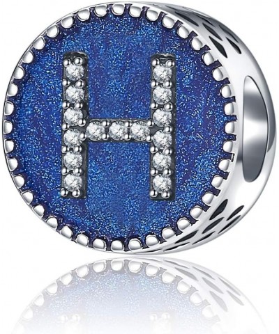 Solid 925 Sterling Silver Letter Beads Complete A~Z Gift Options Alphabet Charm Fit Pandora European Bracelets Letter H $10.8...