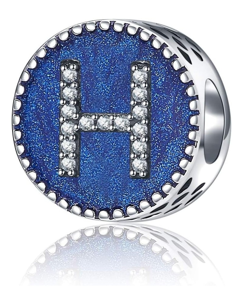 Solid 925 Sterling Silver Letter Beads Complete A~Z Gift Options Alphabet Charm Fit Pandora European Bracelets Letter H $10.8...