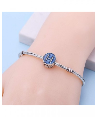 Solid 925 Sterling Silver Letter Beads Complete A~Z Gift Options Alphabet Charm Fit Pandora European Bracelets Letter H $10.8...