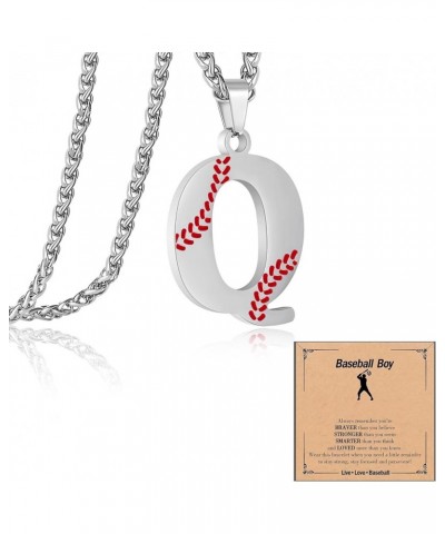 Baseball Initial Letter Necklace for Teen Boy, Stainless Steel Pendant Accessories Sport Charm Necklaces Personalized A-Z Let...