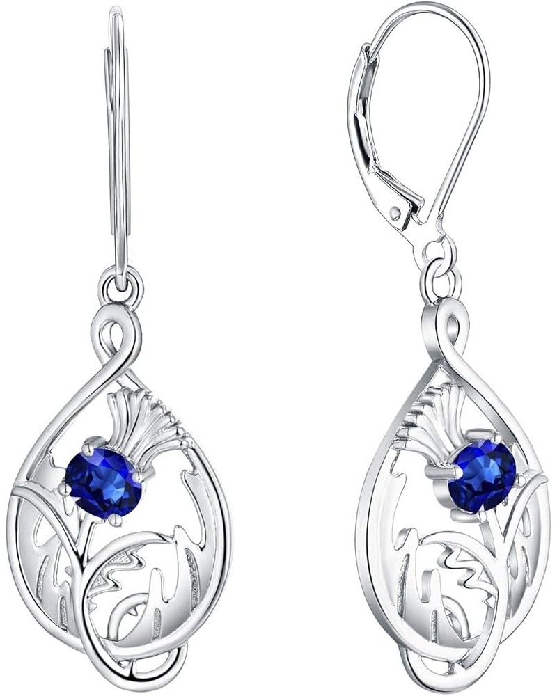 Scottish Thistle Earrings,925 Sterling Silver Scotland Flower Outlander Drop & Dangle Earrings with 3A CZ Birthstone,Jewelry ...