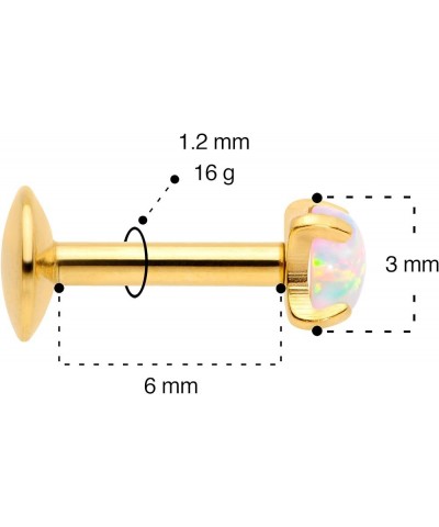 16 Gauge G23 Titanium 2mm Synthetic Opal Internally Threaded Labret Monroe Tragus 16G 1/4 3mm-Gold Toned $14.55 Body Jewelry