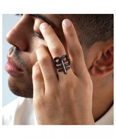 Men's Punk Ring Stainless Steel Black Gold Color Signet Ring, Cool Costume Rings -with Gift Box Leviathan Cross-Black $11.79 ...