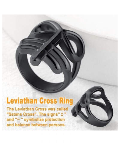 Men's Punk Ring Stainless Steel Black Gold Color Signet Ring, Cool Costume Rings -with Gift Box Leviathan Cross-Black $11.79 ...