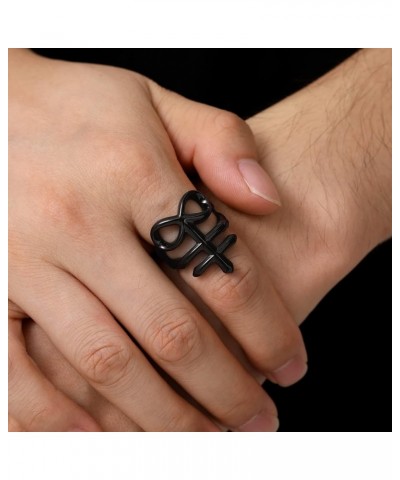 Men's Punk Ring Stainless Steel Black Gold Color Signet Ring, Cool Costume Rings -with Gift Box Leviathan Cross-Black $11.79 ...