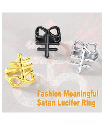 Men's Punk Ring Stainless Steel Black Gold Color Signet Ring, Cool Costume Rings -with Gift Box Leviathan Cross-Black $11.79 ...