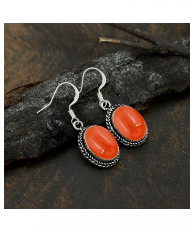 Natural Malachite Moonstone Carnelian 10x14mm Oval Gemstones 925 Silver Overlay handmade Dangle Earrings Carnelian $12.09 Ear...