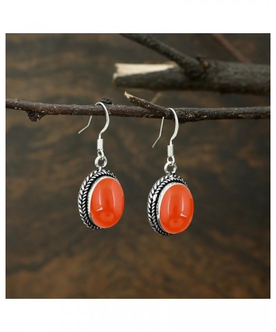 Natural Malachite Moonstone Carnelian 10x14mm Oval Gemstones 925 Silver Overlay handmade Dangle Earrings Carnelian $12.09 Ear...