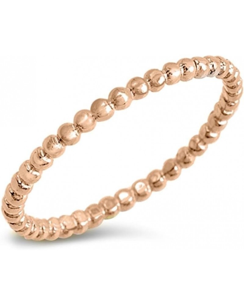 CHOOSE YOUR COLOR Sterling Silver Bead Band Ring Rose Gold-Tone $10.37 Rings