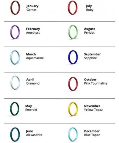 Thin Birthstone Silicone Ring – Unisex Wedding Engagement Band – Comfortable Breathable Band – 4.3mm Wide, 1.75mm Thick Moons...