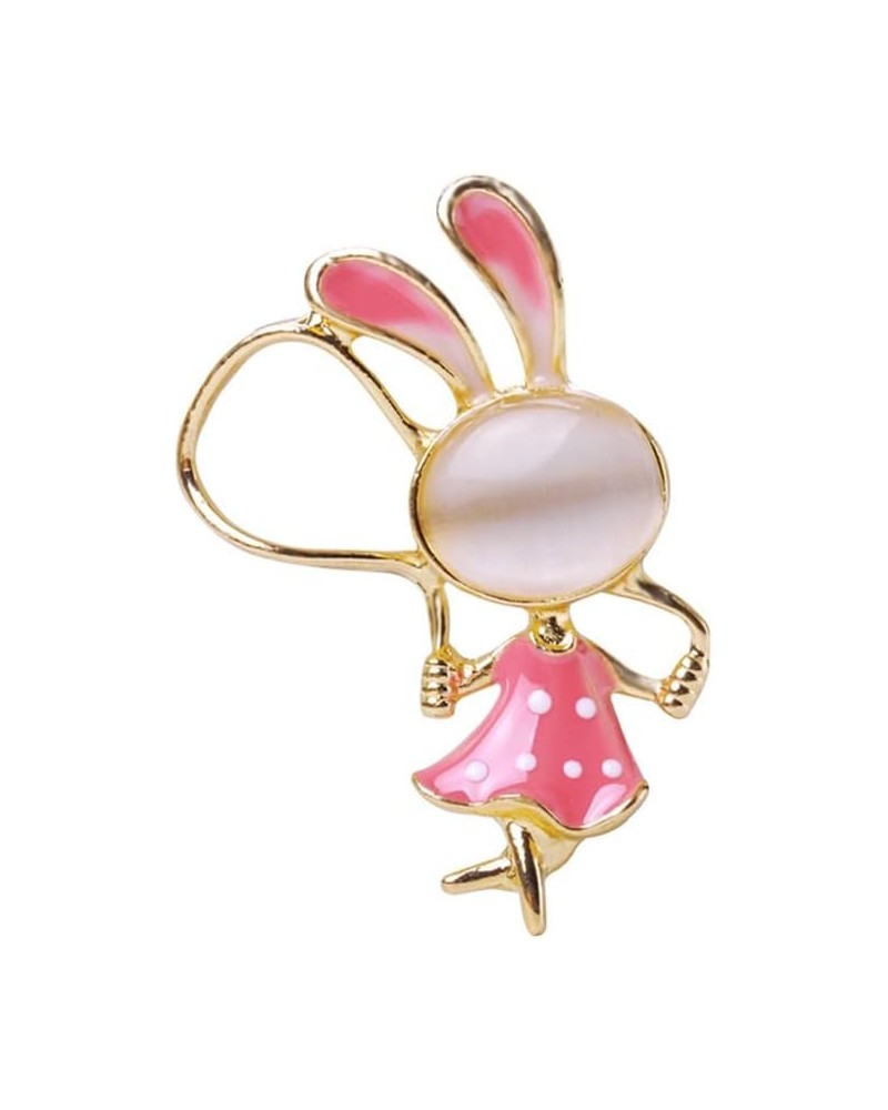 Cute Rabbit Brooches Pins Delicate Cartoon Rope Skipping Animal Brooch Classic for Party Dance Banquet for Women Teen Girls D...