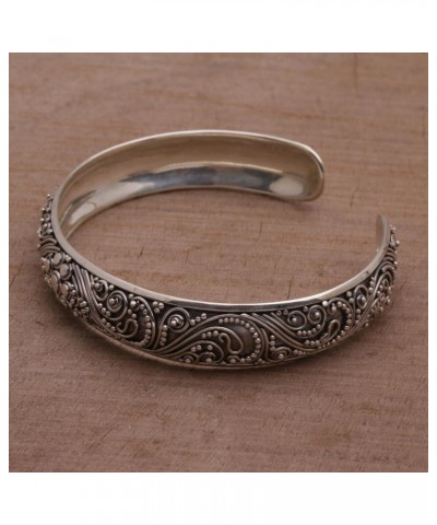 Artisan Handmade .925 Sterling Silver Cuff Bracelet Swirl Motif from Bali Indonesia 'Shrine Swirls' $28.80 Bracelets