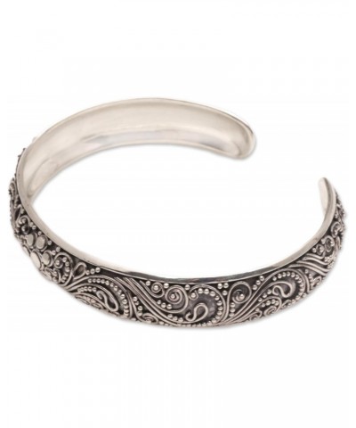 Artisan Handmade .925 Sterling Silver Cuff Bracelet Swirl Motif from Bali Indonesia 'Shrine Swirls' $28.80 Bracelets