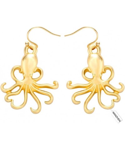 Gold Dainty Nautical Sea Creature Octopus Charm Dangle Earrings Gold $8.05 Earrings