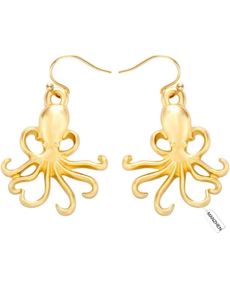 Gold Dainty Nautical Sea Creature Octopus Charm Dangle Earrings Gold $8.05 Earrings