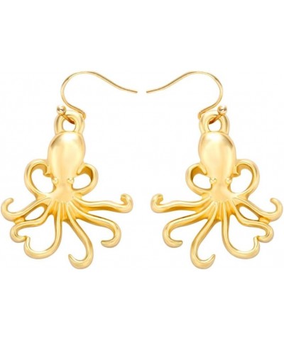 Gold Dainty Nautical Sea Creature Octopus Charm Dangle Earrings Gold $8.05 Earrings