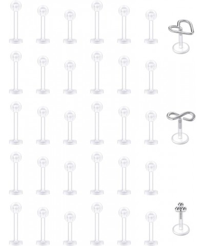 Clear Nose Rings Studs for Work Clear Piercing Retainer Horseshoe Plastic Septum Retainer Clear Flexible Belly Button Nose Se...