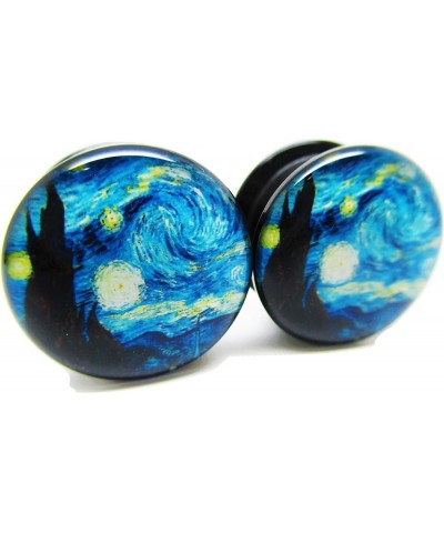 A Starry Night Ear Plugs - Acrylic Screw-On - New - 14 Sizes - Pair 00 Gauge (10mm) $9.69 Body Jewelry