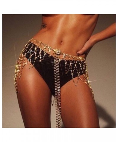 Rhinestone Tassel Body Chain Skirt Belt Silver Waist Chains Belly Hip Chain Jewelry Beach Rave for Women And Girls fashion2 $...