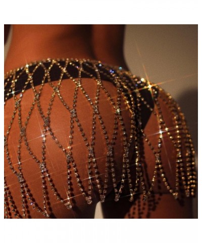 Rhinestone Tassel Body Chain Skirt Belt Silver Waist Chains Belly Hip Chain Jewelry Beach Rave for Women And Girls fashion2 $...