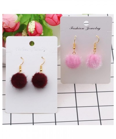 Pom Pom Earrings for Women Colorful Faux Fur Fluffy Ball Dangle Earrings Long Chain Soft Pom Tassel Drop Earrings Hook Holida...