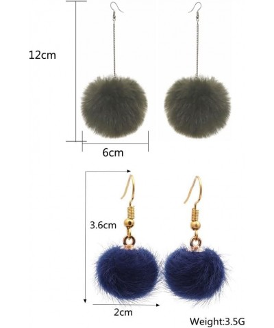 Pom Pom Earrings for Women Colorful Faux Fur Fluffy Ball Dangle Earrings Long Chain Soft Pom Tassel Drop Earrings Hook Holida...