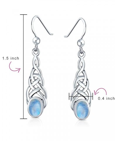 Choose Your Gemstone Sterling Silver Celtic Knot Linear Drop Earrings Design Oval Shape Jewelry for Women Girls Gifts Fish Ho...