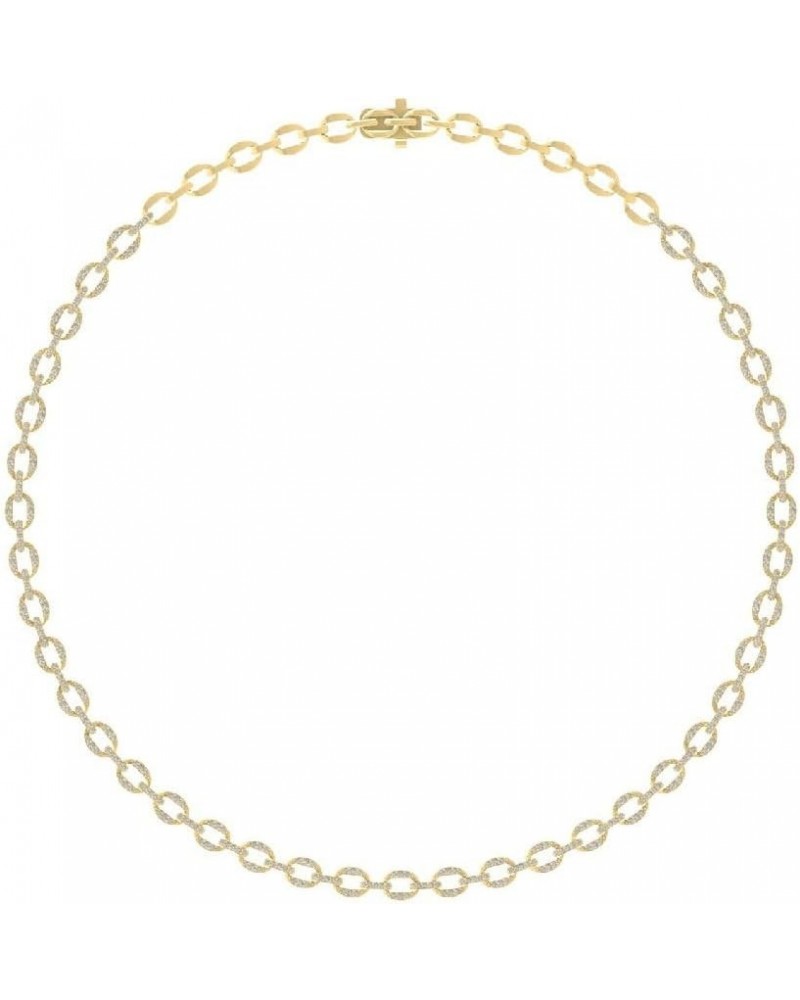 10K Gold or Silver Round Lab Grown Diamond Link Necklace (1 1/2 cttw, D-E Color, VS Clarity) 18 Yellow Yellow Gold $379.75 Ne...