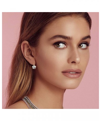 Austrian Crystal Flower Leverback Drop Earrings for Women 14K Rose Gold Plated Hypoallergenic Jewelry Black $12.31 Earrings