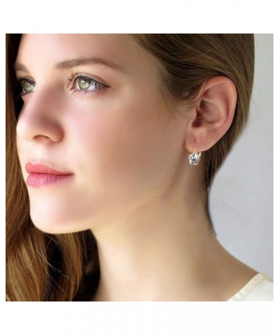 Austrian Crystal Flower Leverback Drop Earrings for Women 14K Rose Gold Plated Hypoallergenic Jewelry Black $12.31 Earrings