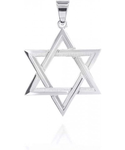 Fine Sterling Silver Striped Jewish Star of David Pendant Necklace (Size Small/Medium/Large) 18.0 Inches Medium $27.53 Necklaces