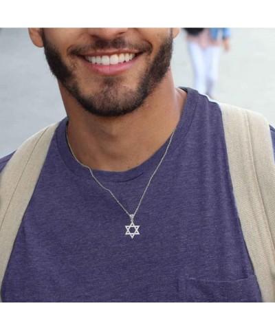 Fine Sterling Silver Striped Jewish Star of David Pendant Necklace (Size Small/Medium/Large) 18.0 Inches Medium $27.53 Necklaces