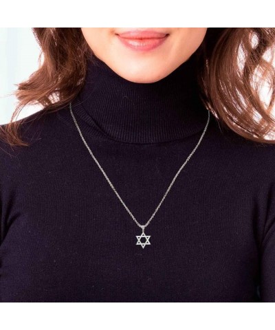 Fine Sterling Silver Striped Jewish Star of David Pendant Necklace (Size Small/Medium/Large) 18.0 Inches Medium $27.53 Necklaces