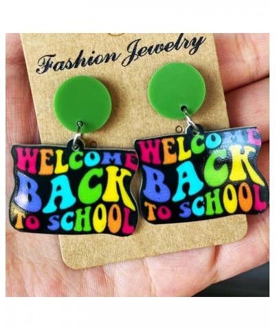 Student Teacher Dangle Earrings Happy First Day Of School Acrylic Funny Letter Teacher Earrings Teacher's Day Earrings Back t...