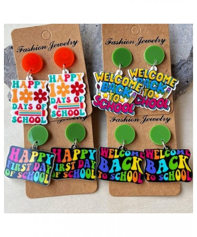 Student Teacher Dangle Earrings Happy First Day Of School Acrylic Funny Letter Teacher Earrings Teacher's Day Earrings Back t...