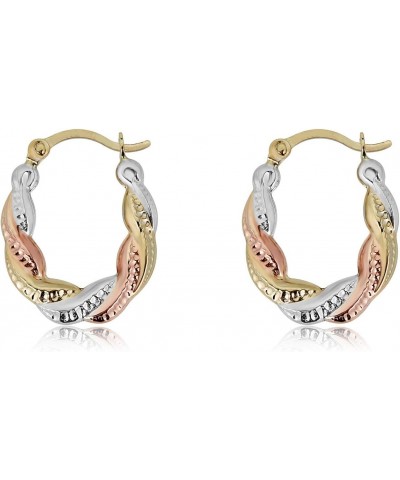 10K Gold Twist Three-Tone Hoop Earrings $36.52 Earrings