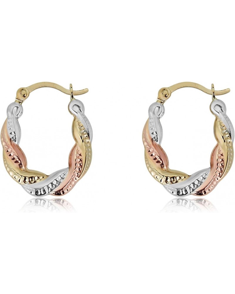 10K Gold Twist Three-Tone Hoop Earrings $36.52 Earrings