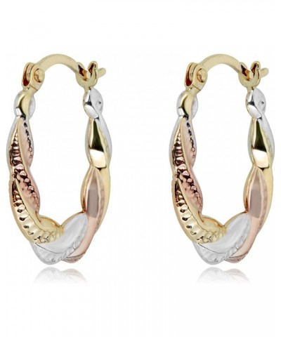 10K Gold Twist Three-Tone Hoop Earrings $36.52 Earrings