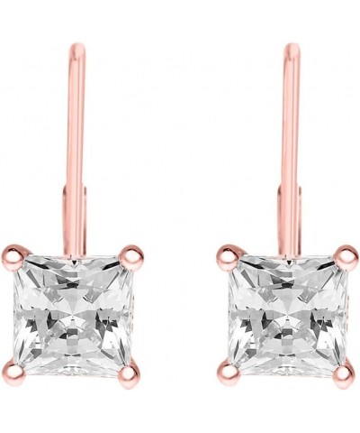 Lab Grown Diamond Leverback Earrings For Women 1.0 Cttw Princess-Cut Bright Diamond (Color : D-E, Clarity : VS) Brilliant Pri...