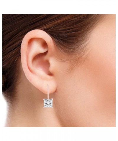 Lab Grown Diamond Leverback Earrings For Women 1.0 Cttw Princess-Cut Bright Diamond (Color : D-E, Clarity : VS) Brilliant Pri...